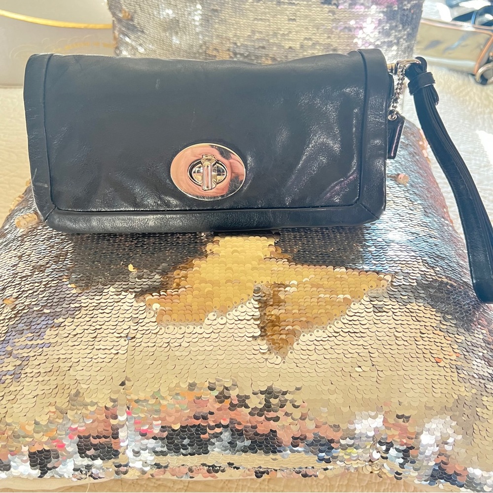 Leather coach Wristlet